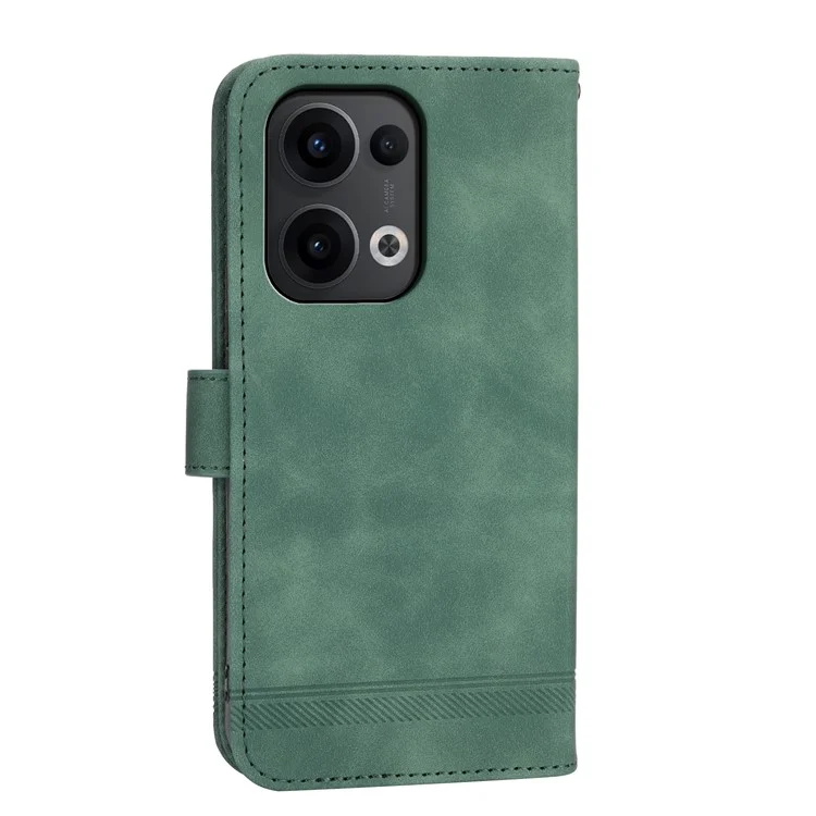 DIERFENG DF-03 Étui Portefeuille en Cuir avec Lignes Imprimées pour Oppo Reno13 Pro 5G - Vert