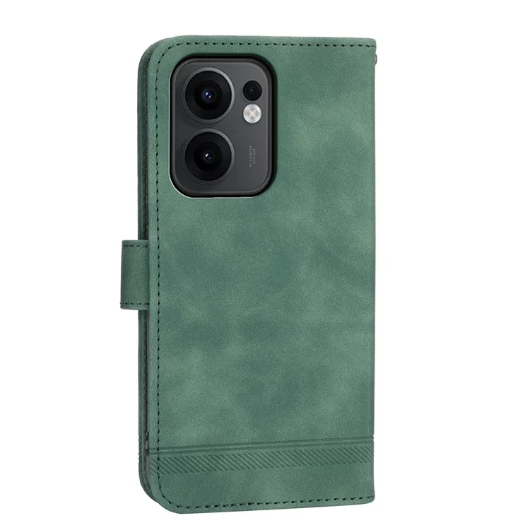 DIERFENG DF-03 Funda de Cuero con Líneas Impresas para Oppo Reno13 F 5G - Verde