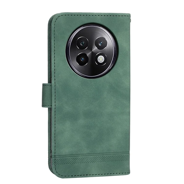 DIERFENG DF-03 For Realme 13+ 5G / 13 Pro 5G (China) Leather Case Lines Imprint Wallet Phone Cover - Green
