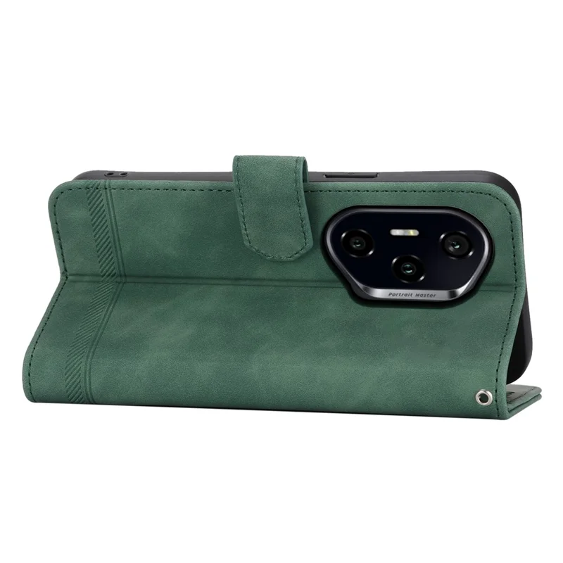 DIERFENG DF-03 For Honor 300 Pro / 300 Ultra Leather Case Lines Imprint Wallet Phone Cover - Green