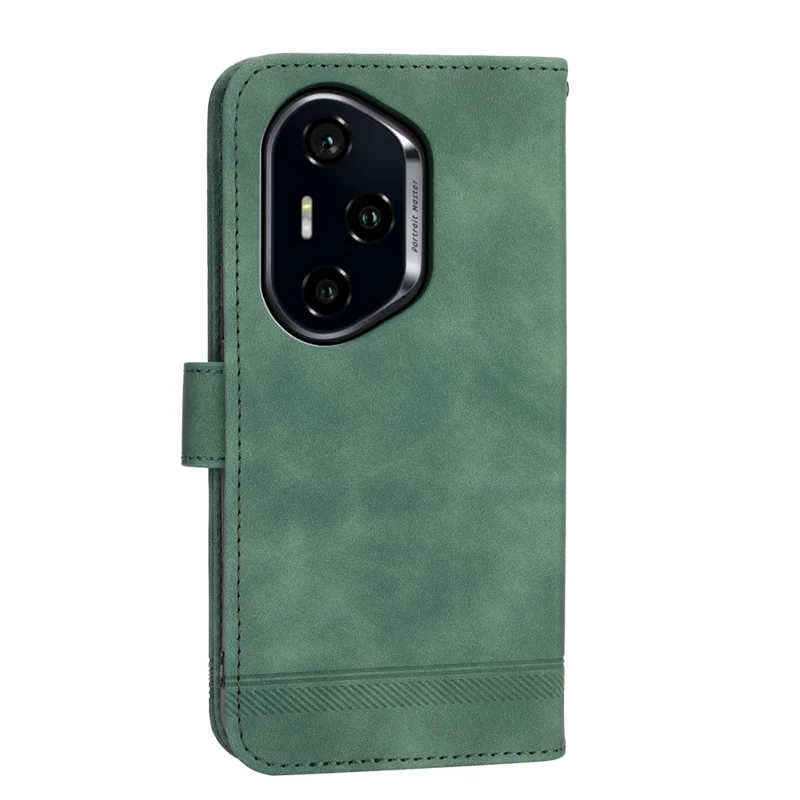 DIERFENG DF-03 For Honor 300 Pro / 300 Ultra Leather Case Lines Imprint Wallet Phone Cover - Green