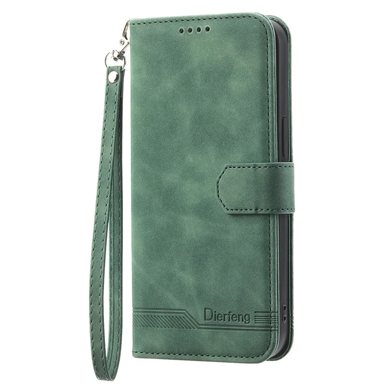 DIERFENG DF-03 For OnePlus 13R 5G Leather Case Lines Imprint Wallet Phone Cover - Green
