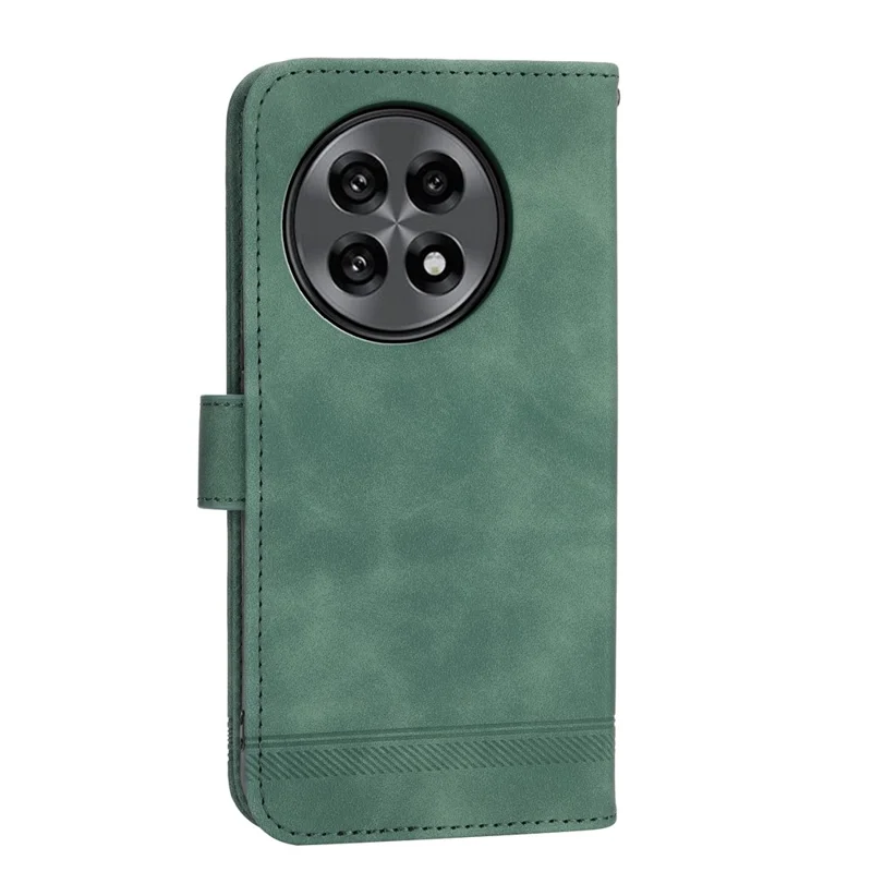 DIERFENG DF-03 For OnePlus 13R 5G Leather Case Lines Imprint Wallet Phone Cover - Green