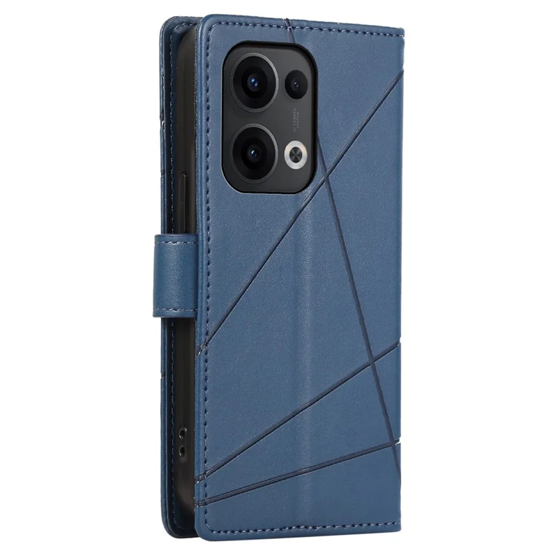 For Oppo Reno13 5G (Global) Phone Case Line Imprint Leather Wallet Cover - Blue