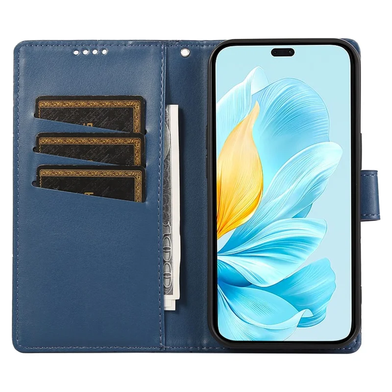 For Oppo Reno13 5G (Global) Phone Case Line Imprint Leather Wallet Cover - Blue