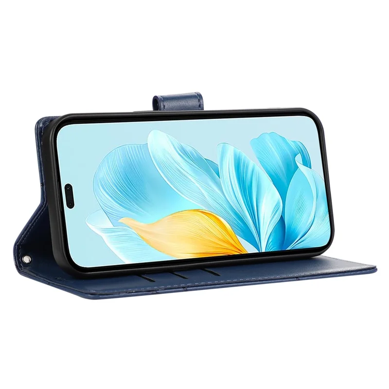 For Oppo Reno13 5G (Global) Phone Case Line Imprint Leather Wallet Cover - Blue