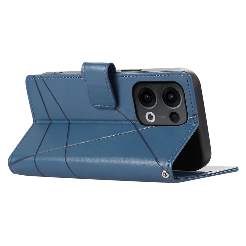 For Oppo Reno13 5G (Global) Phone Case Line Imprint Leather Wallet Cover - Blue