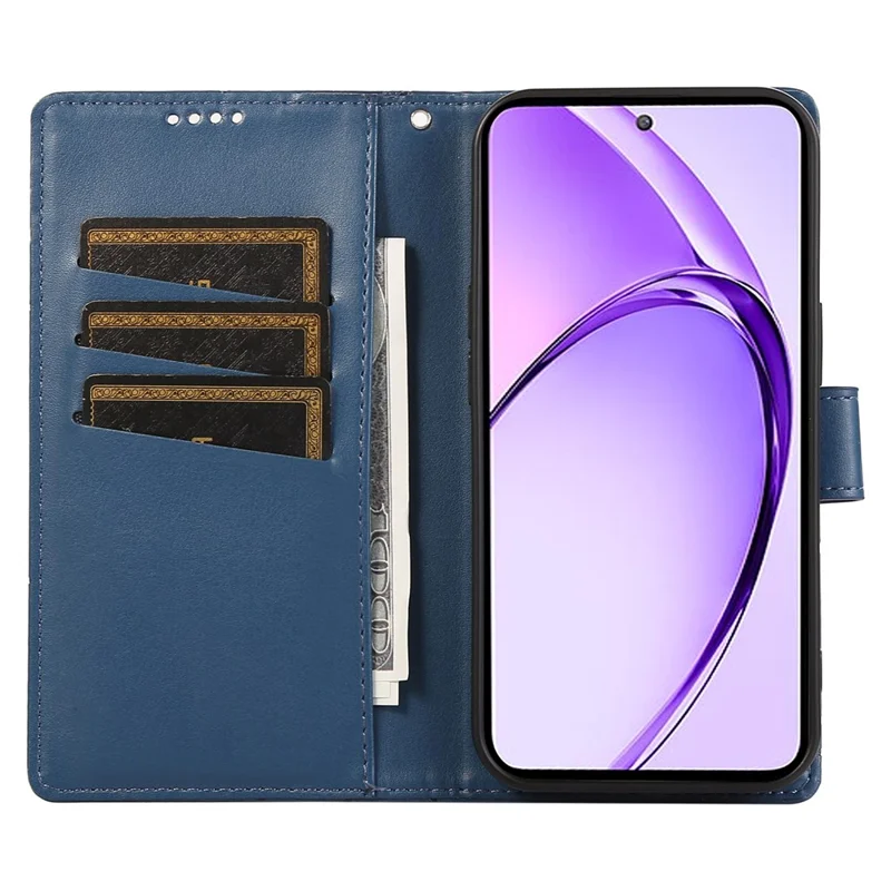 DF-06 For Realme 13+ 5G / 13 Pro 5G (China) Phone Case Line Imprint Leather Wallet Cover - Blue