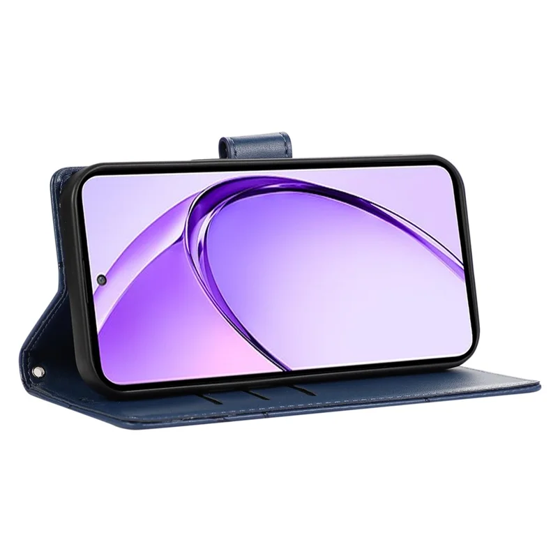 DF-06 For Realme 13+ 5G / 13 Pro 5G (China) Phone Case Line Imprint Leather Wallet Cover - Blue