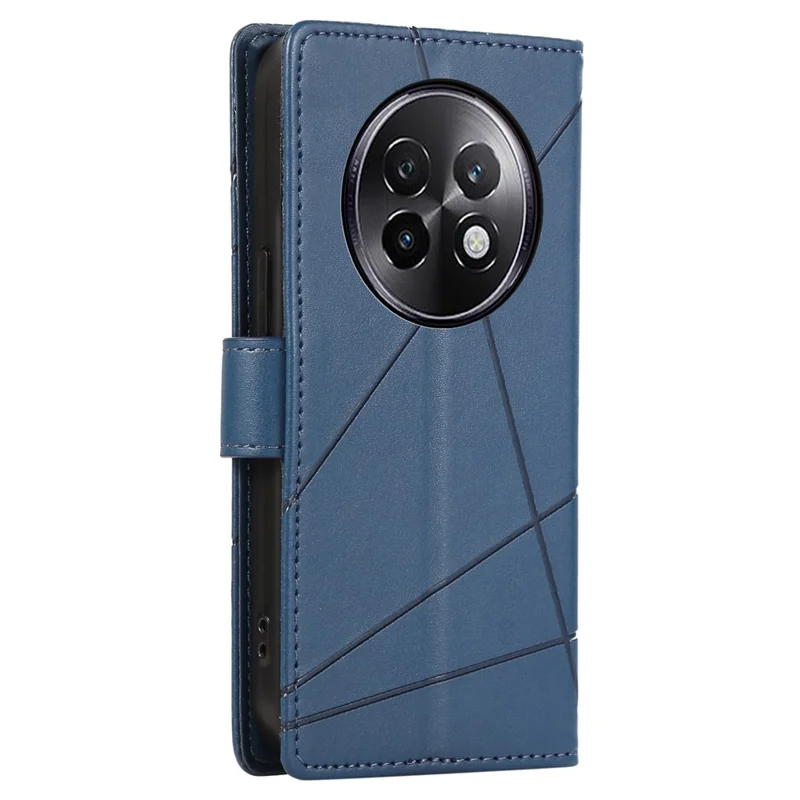 DF-06 For Realme 13+ 5G / 13 Pro 5G (China) Phone Case Line Imprint Leather Wallet Cover - Blue