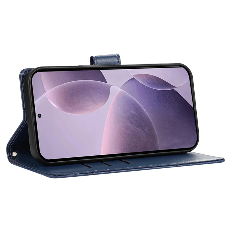 DF-06 Per Xiaomi Redmi Note 14 4G Custodia Portafoglio in Pelle con Stampa a Linee - Blu