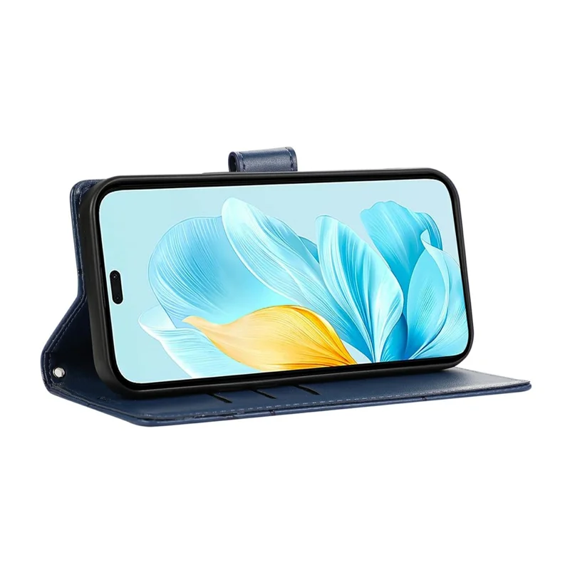 Voor Honor 300 Telefoonhoesje met Lijnmotief Lederen Portemonnee Cover - Blauw