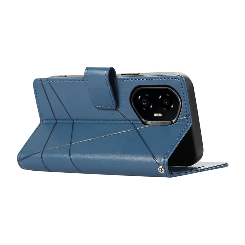 Voor Honor 300 Telefoonhoesje met Lijnmotief Lederen Portemonnee Cover - Blauw