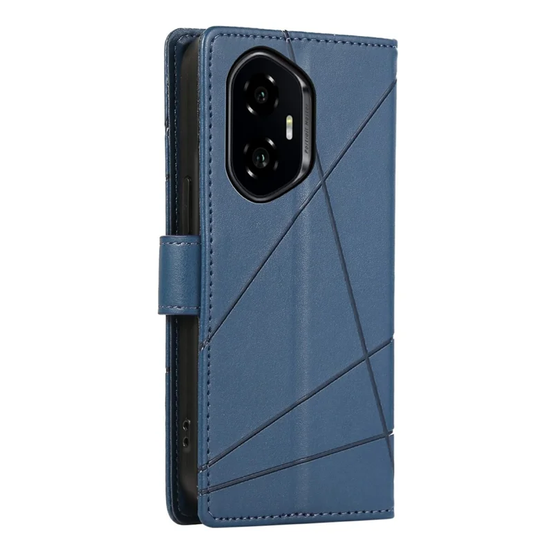 Voor Honor 300 Telefoonhoesje met Lijnmotief Lederen Portemonnee Cover - Blauw