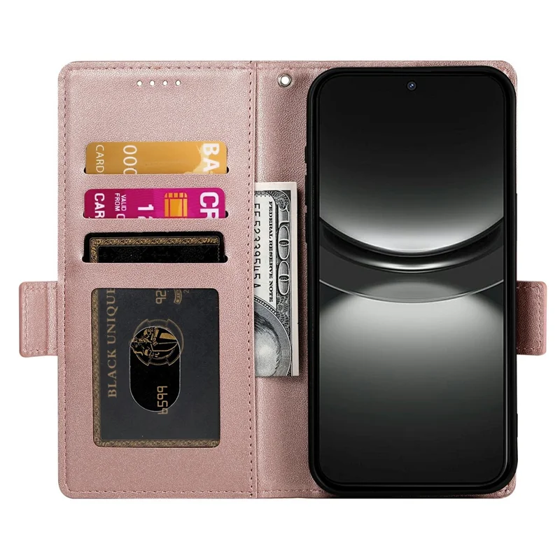 For Oppo Reno13 5G (Global) Stand Case PU Leather Wallet Phone Cover - Rose Gold