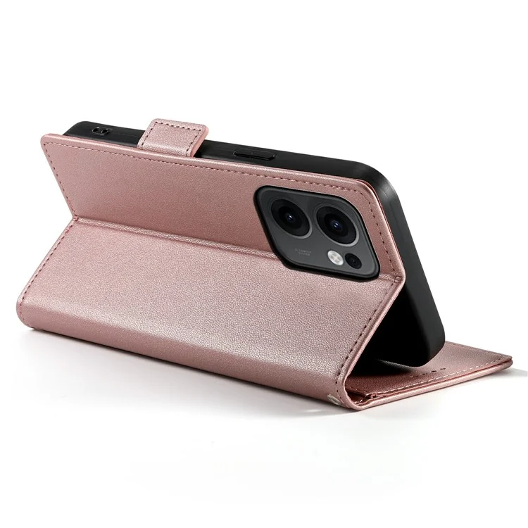 Pour Oppo Reno13 F 5G Étui de support en cuir PU Portefeuille Housse de téléphone - Or rose