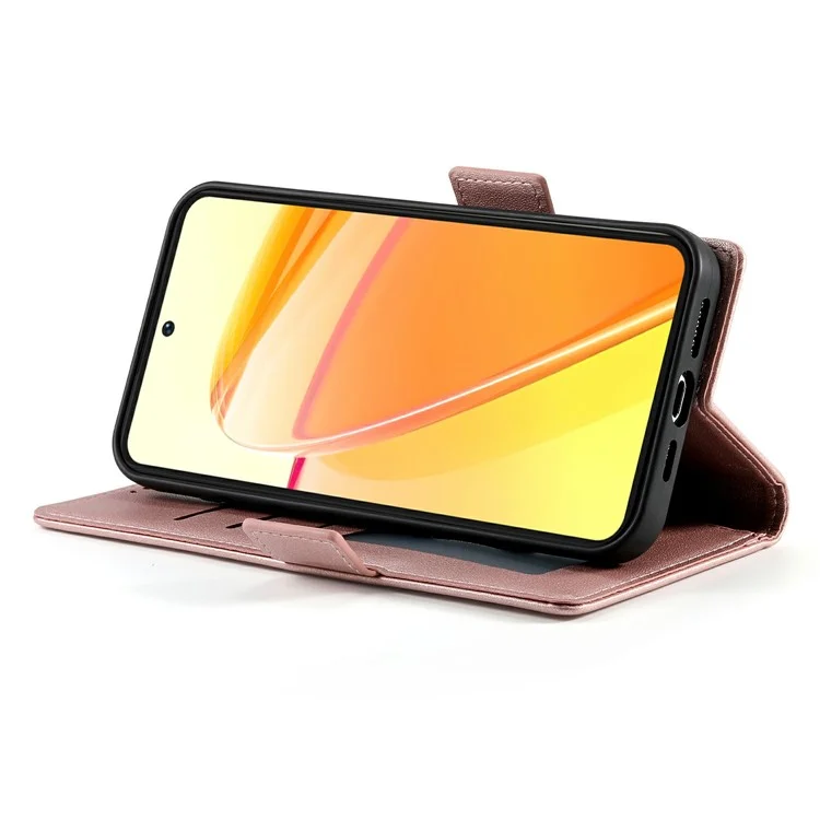 Pour Oppo Reno13 F 5G Étui de support en cuir PU Portefeuille Housse de téléphone - Or rose