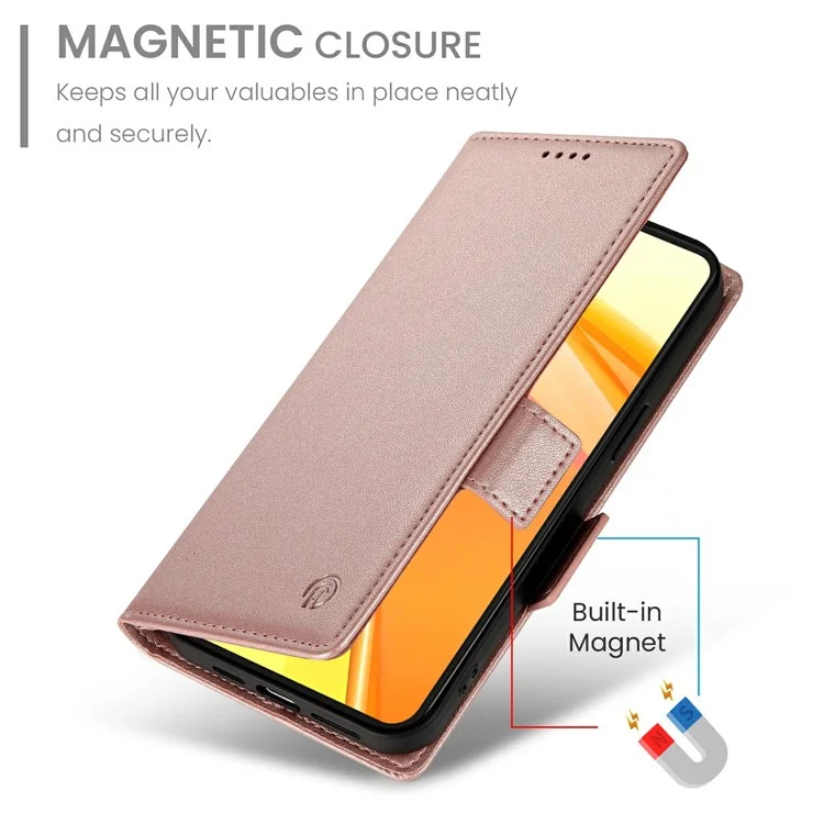 Pour Oppo Reno13 F 5G Étui de support en cuir PU Portefeuille Housse de téléphone - Or rose