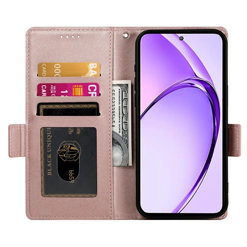 DF-010 For Realme 13+ 5G / 13 Pro 5G (China) Stand Case PU Leather Wallet Phone Cover - Rose Gold