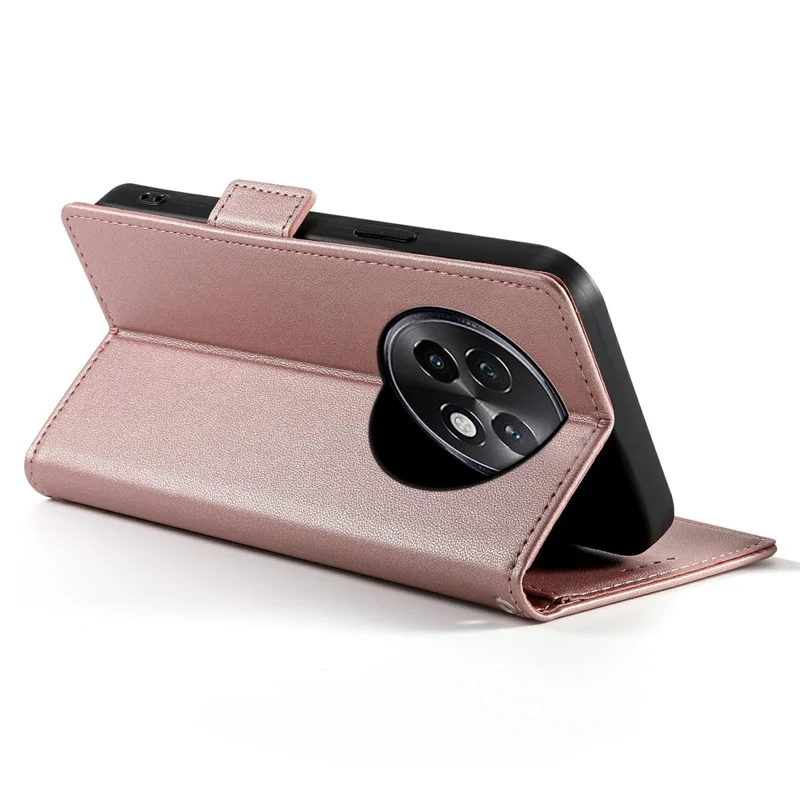 DF-010 For Realme 13+ 5G / 13 Pro 5G (China) Stand Case PU Leather Wallet Phone Cover - Rose Gold