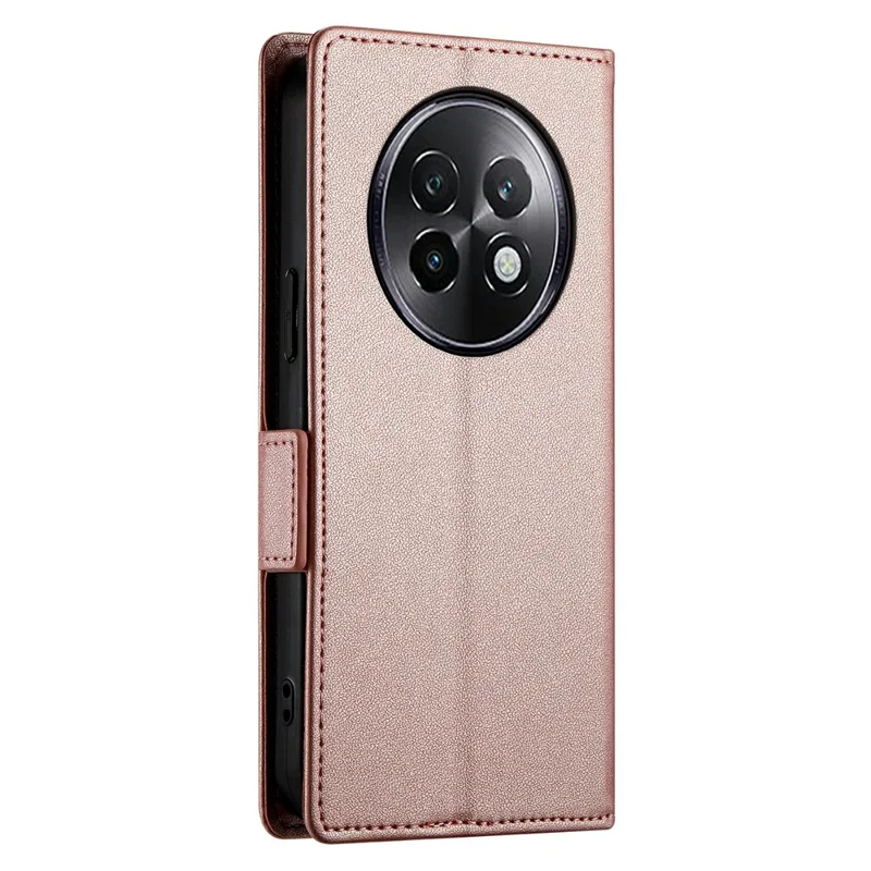 DF-010 For Realme 13+ 5G / 13 Pro 5G (China) Stand Case PU Leather Wallet Phone Cover - Rose Gold