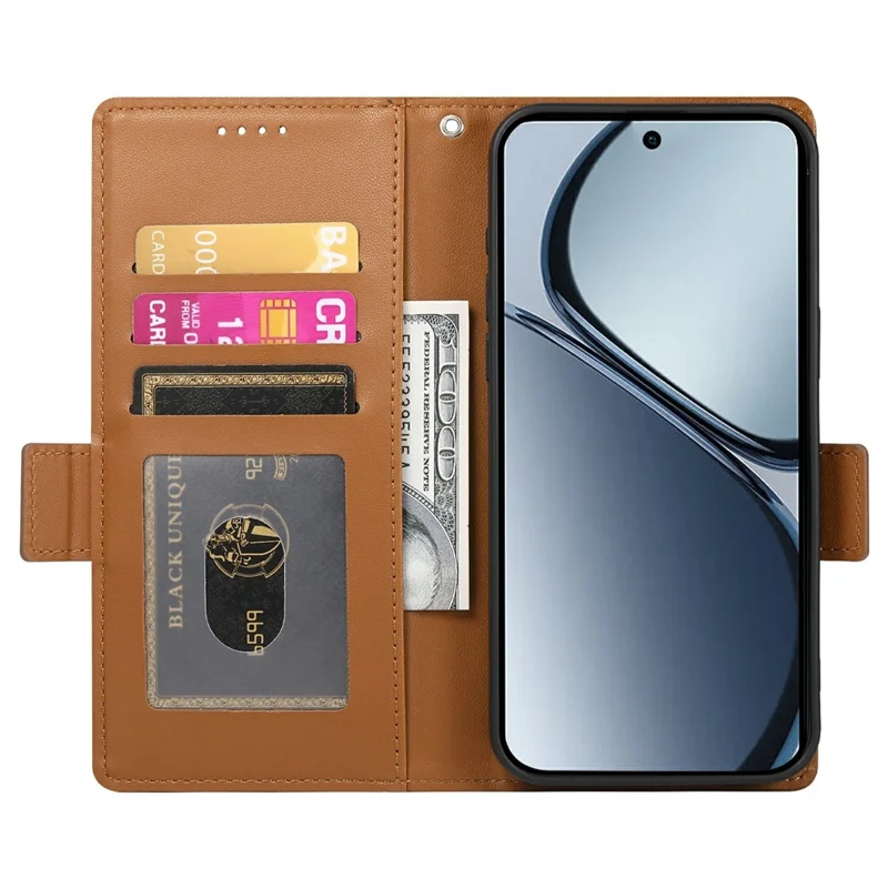 For Realme C75 4G / V60 Pro 5G Stand Case PU Leather Wallet Phone Cover - Brown
