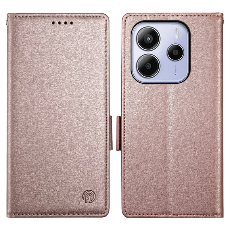 For Xiaomi Redmi Note 14 4G (163.25mm) Stand Case PU Leather Wallet Phone Cover - Rose Gold