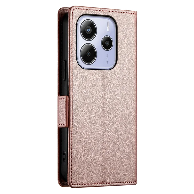 For Xiaomi Redmi Note 14 4G (163.25mm) Stand Case PU Leather Wallet Phone Cover - Rose Gold