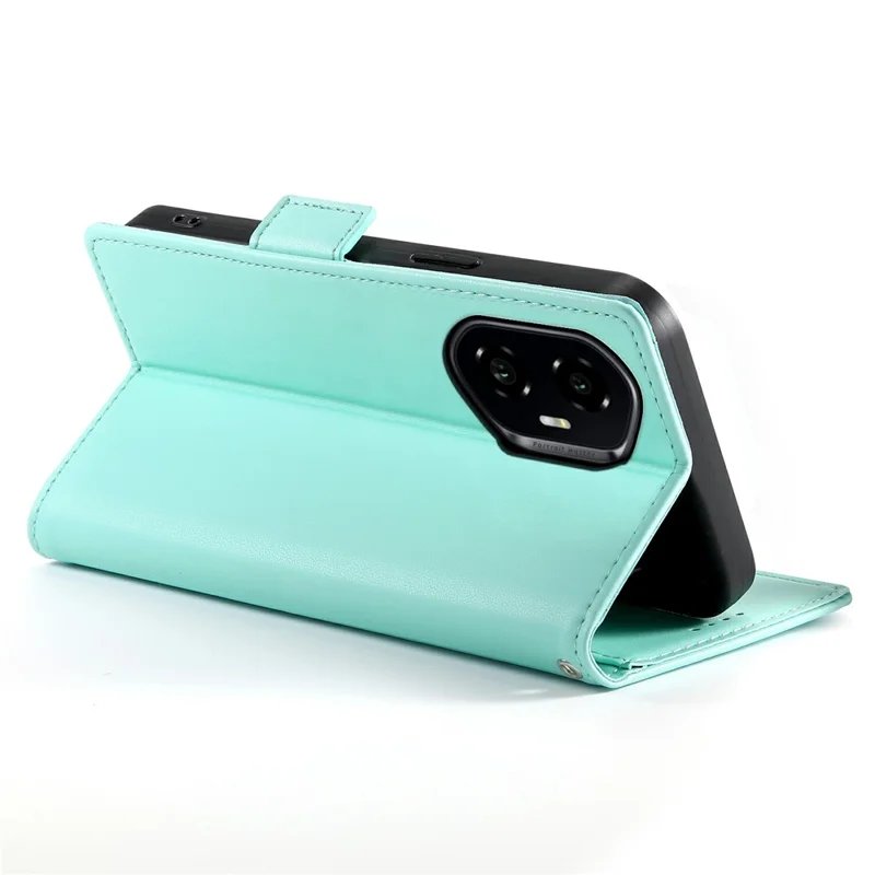DF-010 For Honor 300 Stand Case PU Leather Wallet Phone Cover - Mint Green