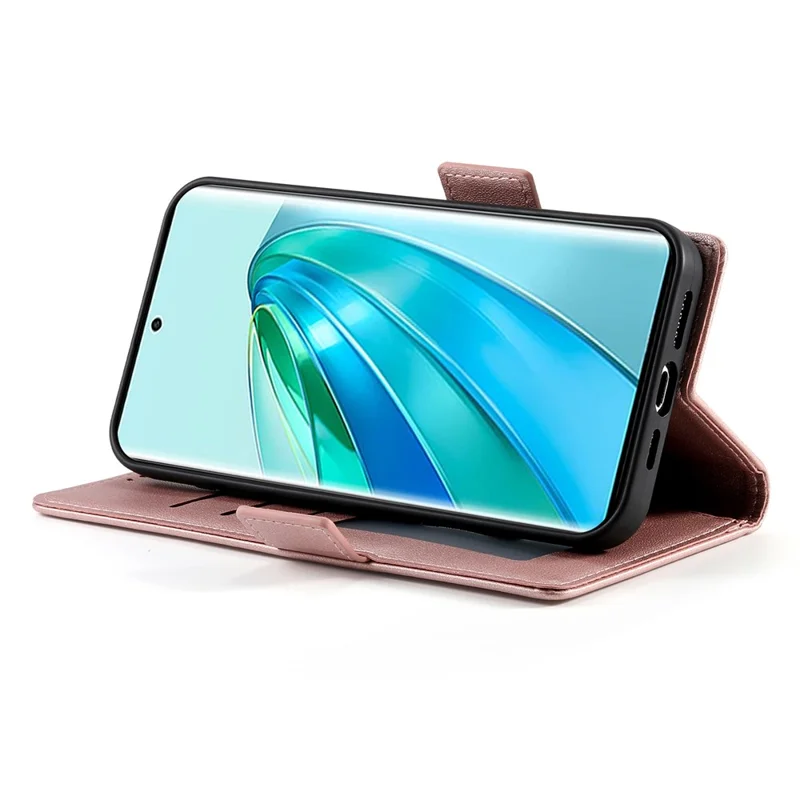 Funda para teléfono móvil For Honor X9c 5G de piel sintética con soporte - Oro rosa