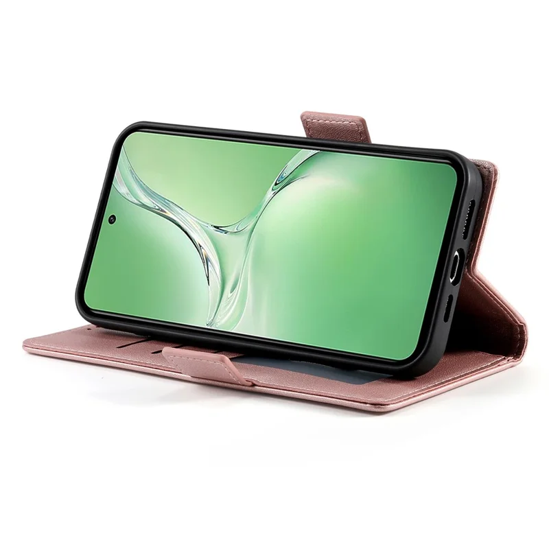 Cover a portafoglio in pelle PU con supporto per OnePlus 13R 5G - Oro Rosa