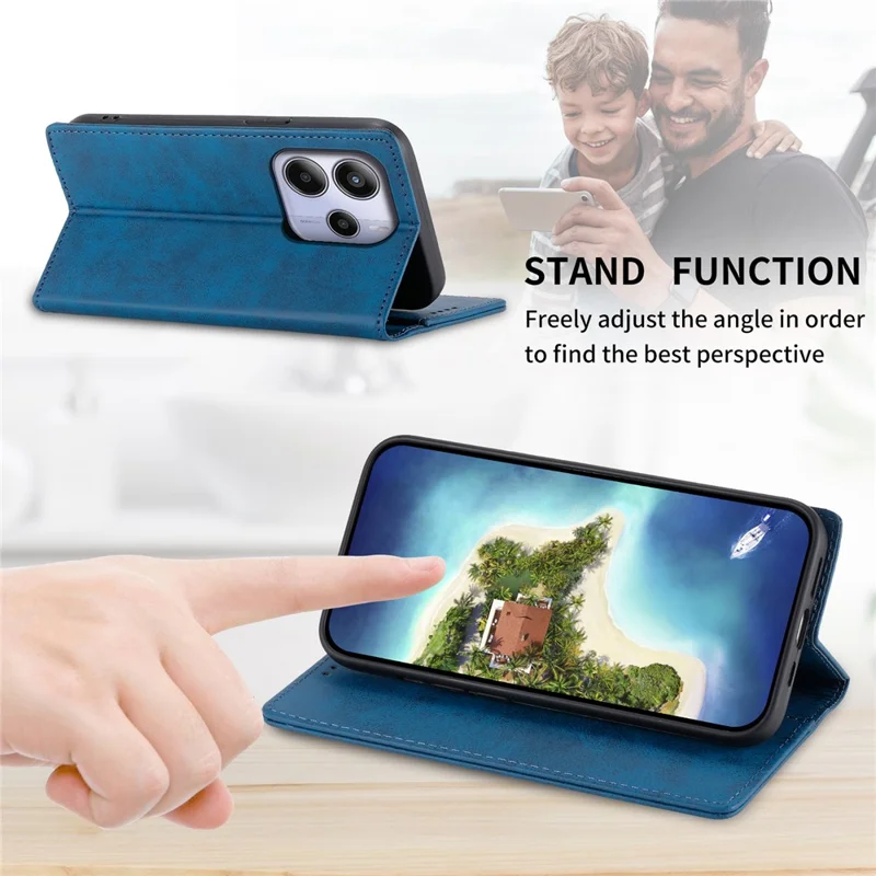 For Xiaomi Redmi Note 14 4G (163.25mm) Wallet Case RFID Blocking PU Leather Phone Cover - Blue