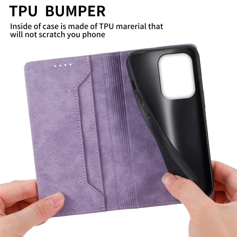 DF-05 For Oppo Reno13 5G (Global) Wallet Case RFID Blocking PU Leather Phone Cover - Purple