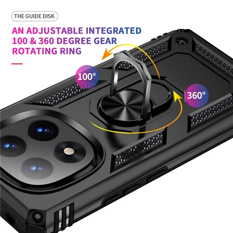 Pour Xiaomi Redmi Note 14 Pro 5G / Poco X7 5G Étui PC + TPU avec Anneau Rotatif et Support - Noir