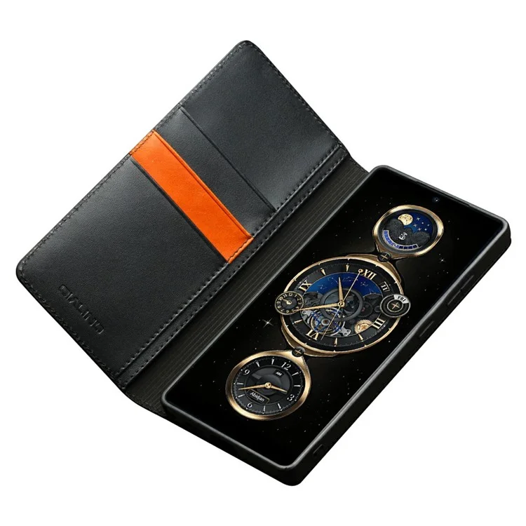 QIALINO For Samsung Galaxy S25 Ultra Case Wallet Flip Stand Phone Cover Genuine Cow Leather - Black