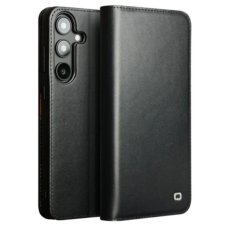 QIALINO Per Samsung Galaxy S25+ Custodia in Vera Pelle di Mucca Portafoglio Copertina - Nero