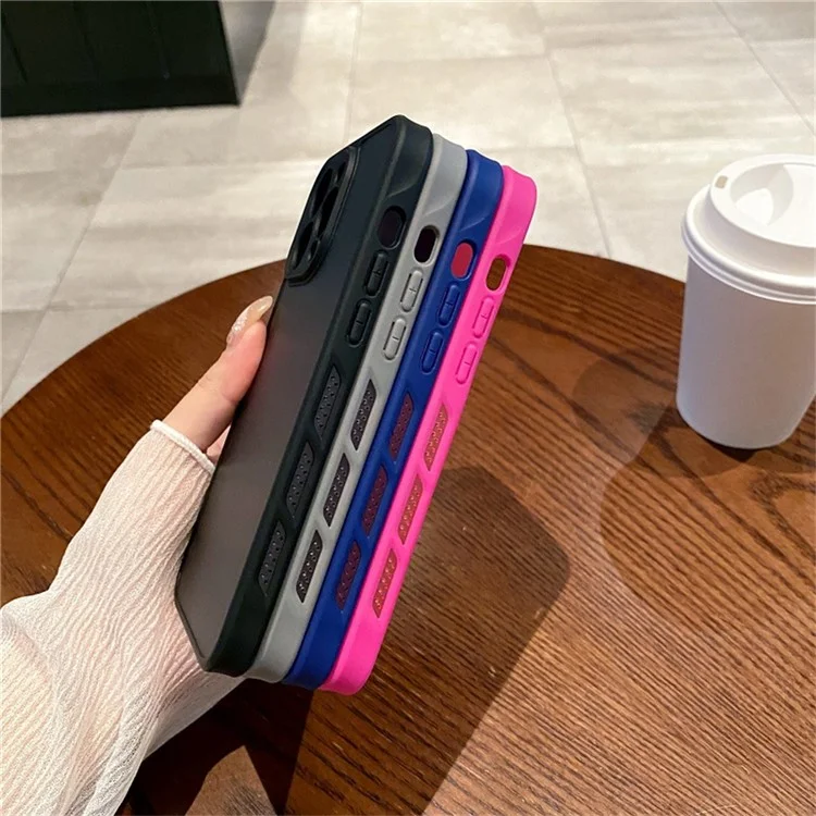 For iPhone 15 Pro Case PC + TPU Heat Dissipation Phone Back Cover Skin Touch - Black