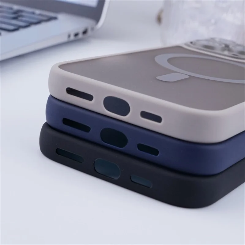 For iPhone 16 Pro Max Magnetic Case with Lens Film / Detachable Lens Frame Hybrid Phone Back Cover - White