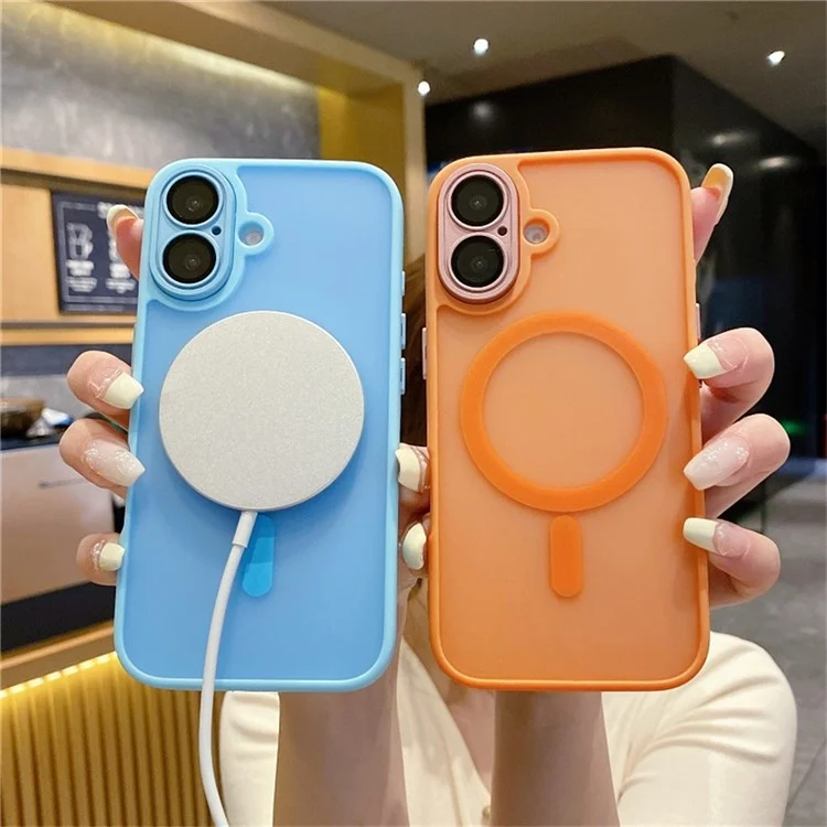 Capa Magnética para iPhone 16 com Película de Lente / Moldura de Lente Destacável Híbrida para Celular - Verde Meia-Noite