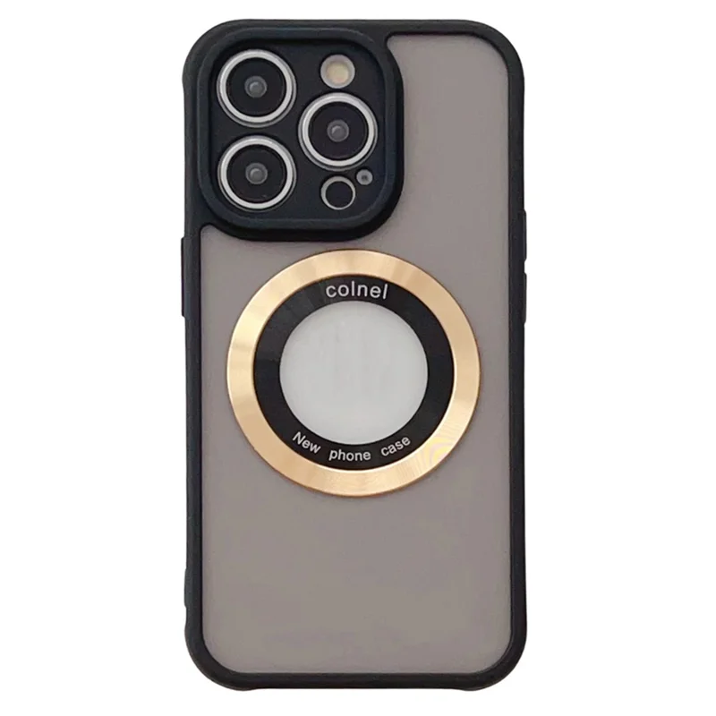Für iPhone 15 Pro Max Hülle kompatibel mit MagSafe Ring Logo Ansicht TPU + PC Handyhülle - Gold