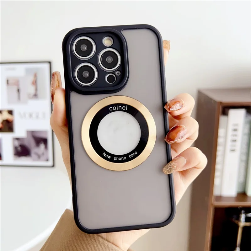 Für iPhone 15 Pro Max Hülle kompatibel mit MagSafe Ring Logo Ansicht TPU + PC Handyhülle - Gold
