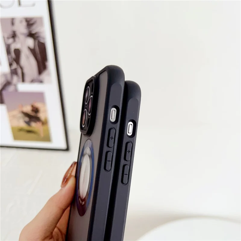 For iPhone 14 Pro Max Case Compatible with MagSafe Ring Logo View TPU + PC Phone Cover - Blue