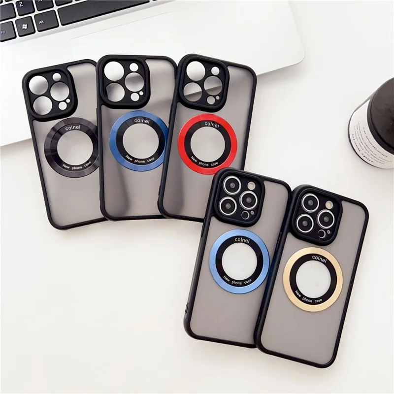 For iPhone 14 Pro Max Case Compatible with MagSafe Ring Logo View TPU + PC Phone Cover - Blue