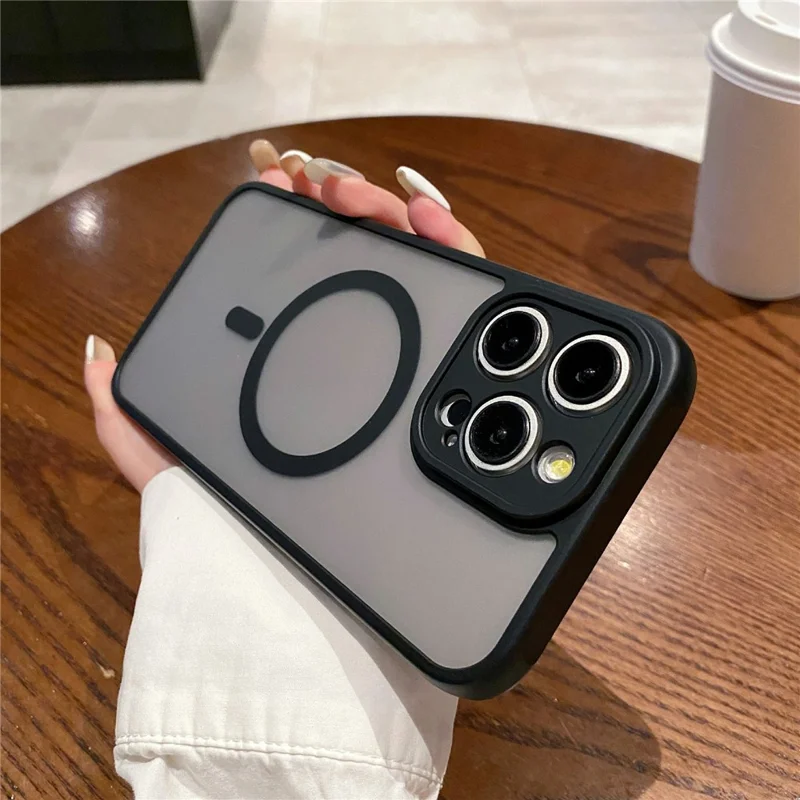 For iPhone 13 Pro Max Case Compatible with MagSafe TPU + PC Skin Touch Matte Phone Cover - Black