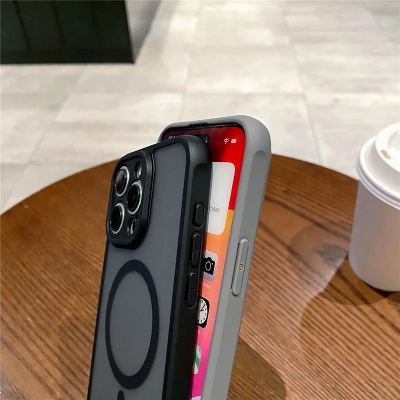 For iPhone 13 Pro Max Case Compatible with MagSafe TPU + PC Skin Touch Matte Phone Cover - Black