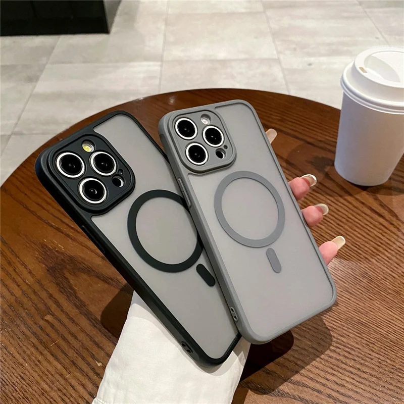 For iPhone 13 Pro Max Case Compatible with MagSafe TPU + PC Skin Touch Matte Phone Cover - Black
