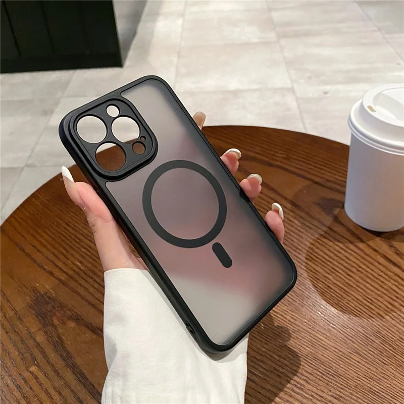 Étui pour iPhone 14 Pro Compatible avec MagSafe TPU + Peau PC Touch Mat Couverture de téléphone - Noir