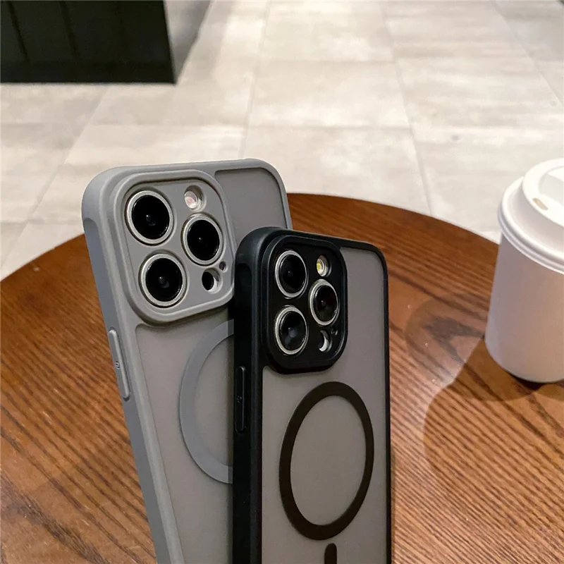 Étui pour iPhone 14 Pro Compatible avec MagSafe TPU + Peau PC Touch Mat Couverture de téléphone - Noir