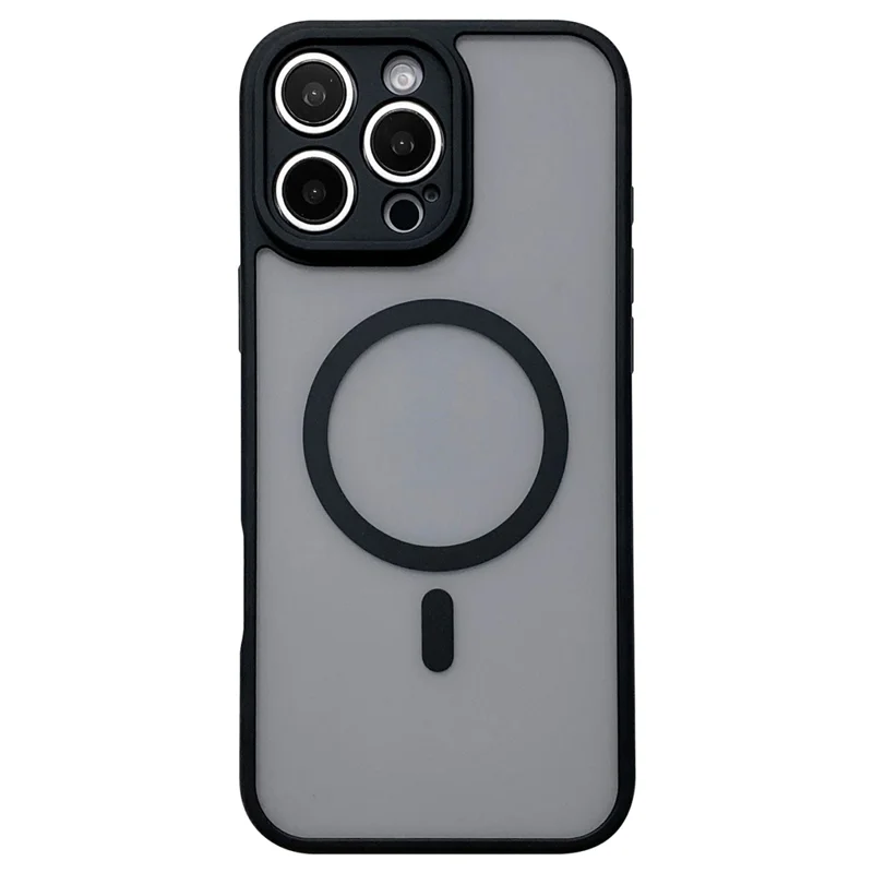 For iPhone 16 Pro Max Case Compatibel met MagSafe TPU + PC Skin Touch Matte Telefoonhoes - Zwart