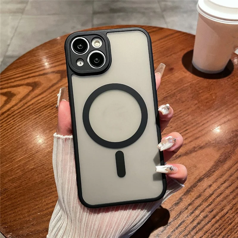 For iPhone 13 Case Compatible with MagSafe TPU + PC Skin Touch Matte Phone Cover - Black